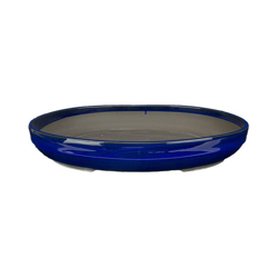 Vaso per bonsai Giapponese Morrisan ovale in gres smaltato blu 38,5x29,5x5 cm - B00-15b en oferta