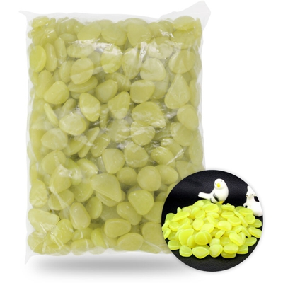 Asupermall - 500 pezzi Glow in the Dark Ciottoli da giardino per passerelle Decorazioni per acquari Piante Pietre luminose,Giallo