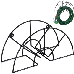 Portatubo da Parete, Tubi da 45 m 5/8', Supporto da Giardino, da Muro Rotondo in Acciaio, Avvolgitubo, Nero en oferta