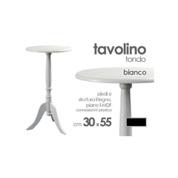 Tradeshop - TAVOLO TAVOLINO TONDO BIANCO IN LEGNO 30X55 CM SALOTTO GIARDINO ARREDAMENTO CASA en oferta