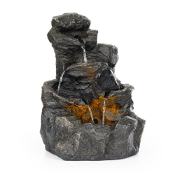Rocky Waters fontana da giardino 2,5 W illuminazione a LED in poliresina antracite en oferta