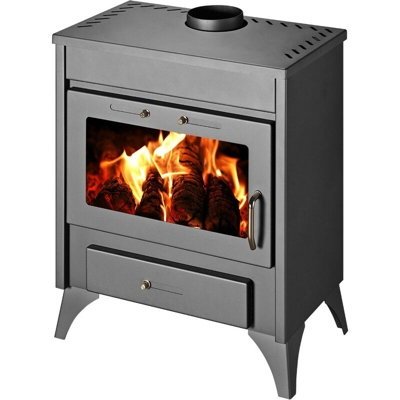 Stufa a Legna 13 Kw 290m3 Acciaio Caminetto Camino Vetro Carbone Interno Ghisa