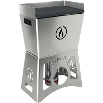 Barbecue a pellet Grilly inox con piastra in ghisa