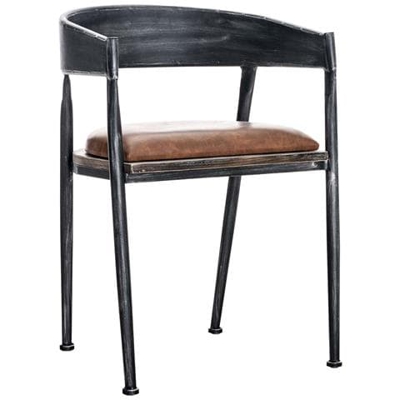 Sedia Rustica Imbottita Belvedere - Sedia Design Industriale in Metallo con Braccioli E Schienale - Sedia da Pranzo Stile Vintage Argento Antico