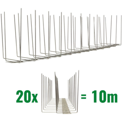 Pestsystems - 10 metri Dissuasori di picchi anti-piccione V2A-Titan con base di acciaio inossidabile - 3-striscia di Picchi antipiccione la soluzione en oferta