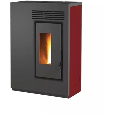 stufa a pellet slim 'fiore' bordeaux con staffa a muro inclusa - Caris