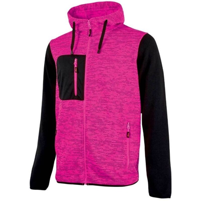 FELPA IN MORBIDO PILE CON COLLO ALTO E CAPPUCCIO BLACK FUCSIA - MODELLO: RAINBOW U-POWER - Taglia L