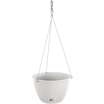 Vaso di fiori rotonda sospesa 3L Splofy di plastica in colore bianco, Ø23 x 14,5 cm - Prosperplast