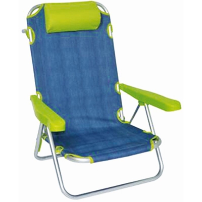 Generico - Spiaggina sdraio con struttura in alluminio e tessuto in jeans verde 53x61x81cm - Blu
