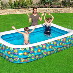 Bestway - Piscina Gonfiabile Fuoriterra Fiori 3 Anelli Rettangolare 305x183x56cm Giardino características