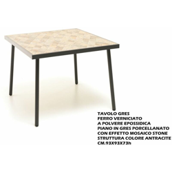 Tavolo Gres Cm.93X93 Antracite características