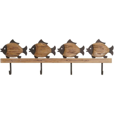 Appendiabiti da parete Nero Metallo Legno di paulownia (61.5 x 3.5 x 20 cm) - Dkd Home Decor