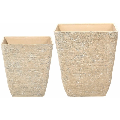 Set di 2 vasi quadrati per interno ed esterno in color beige DELOS