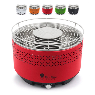 Barbecue a carbonella bbq da tavolo senza fumo con ventola Galeras | Rosso