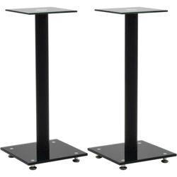 vidaXL Supporti per Altoparlanti 2pz in Vetro Temperato a Colonna Nero - Nero precio