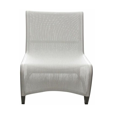 Kasanova - Sedia Bassa Cm 60X74X78 Alluminio E Tela Grigio E Bianco