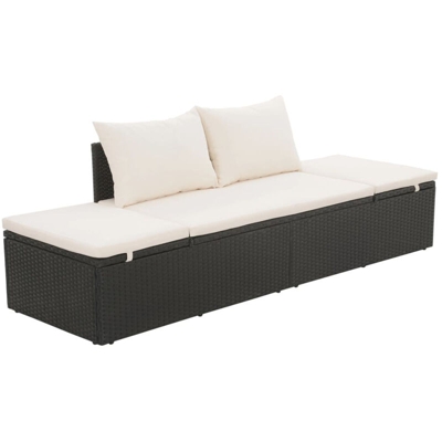 Lettino da Giardino Nero 195x60 cm in Polyrattan