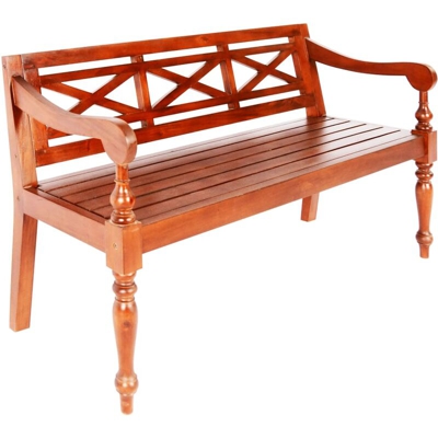 Panchina Batavia 136 cm Legno Massello di Mogano Marrone Scuro