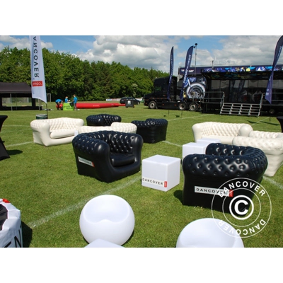 Divano gonfiabile, stile Chesterfield, 2 posti, Nero