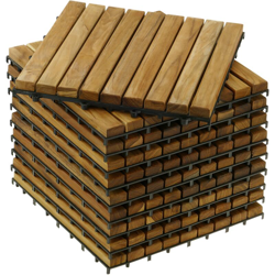 Piastrelle 30 x 30 cm 9 doghe in legno di teak certificato 10 pezzi - Primematik en oferta