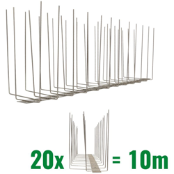 Pestsystems - 10 metri Dissuasori di picchi anti-gabbiani V2A-Titan con base di acciaio inossidabile - 3-striscia di Picchi antigabbiani la soluzione en oferta