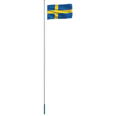 vidaXL Bandiera con Pennone in Alluminio 6,2 m della Svezia