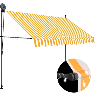Tenda da Sole Retrattile Manuale con LED 250 cm Bianco e Arancione - Multicolore - Vidaxl