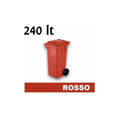 Grecoshop - Cassonetto/Pattumiera/Contenitore/Bidone per raccolta rifiuti uso esterno 240lt Rosso