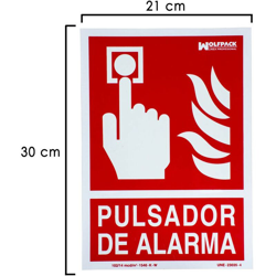Poster pulsante allarme 30x21 cm. características