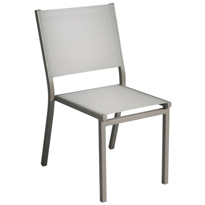 Set 4 sedie per bar e giardino in alluminio tortora e textilene color grigio