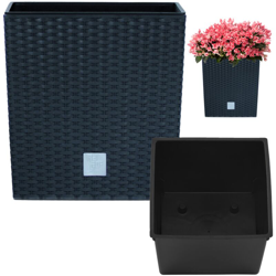Vaso Rato da 10 litri con contenitore per piantare in antracite 22,3 x 22,3 x 22,8 cm. precio