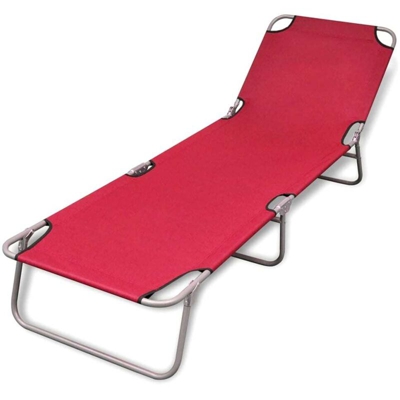 Lettino Prendisole Pieghevole Acciaio Verniciato a Polvere Rosso - Rosso - Vidaxl