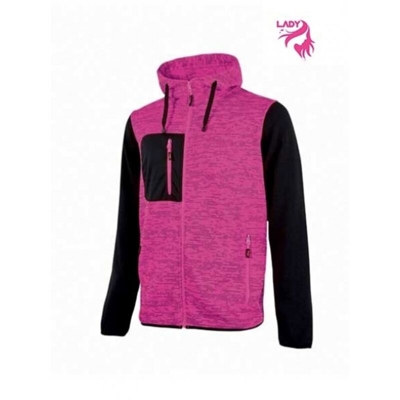 RAINBOW - FELPA IN MORBIDO PILE CON COLLO ALTO E CAPPUCCIO BLACK FUCSIA - EY174BF U-POWER - Taglia M