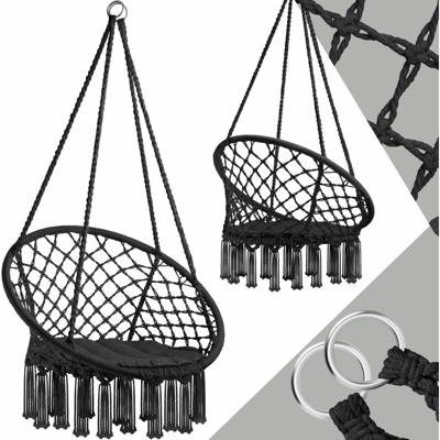 Tectake - Poltrona sospesa Jane - poltrona appesa - nero