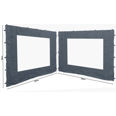 2 pannelli laterali con finestrella PE 250x190 cm Grigio per gazebo 3x3m