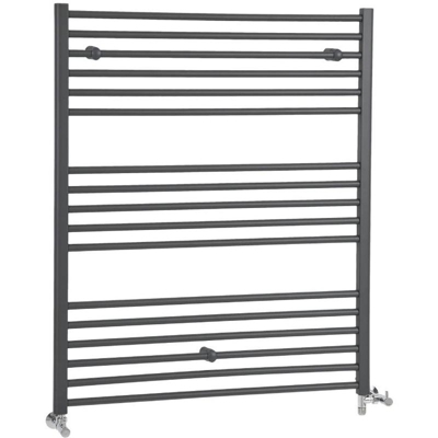 Hudson Reed Artle Scaldasalviette Misto Piatto Moderno - Termoarredo Bagno a Scaletta Antracite - Design Elettrico & Idraulico - 1019W - 1200 x 1000mm