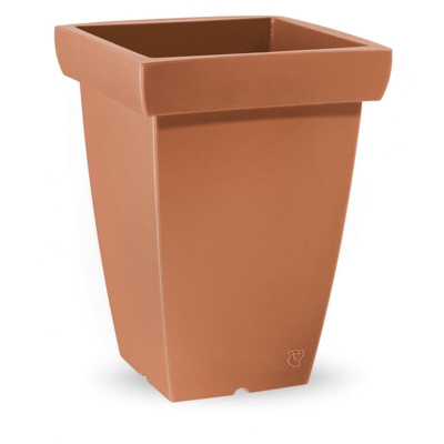 Vaso quadrato in resina 'Swing' h. 40 cm. Terra di Siena