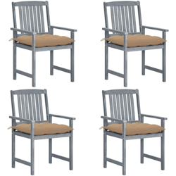 Sedie da Regista con Cuscini 4 pz in Massello di Acacia Grigio - Grigio - Vidaxl en oferta