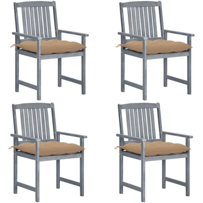 Sedie da Regista con Cuscini 4 pz in Massello di Acacia Grigio - Grigio - Vidaxl