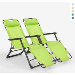 2 Sedie sdraio spiaggia giardino pieghevole multiposizione Emily Lux Zero Gravity | Verde precio
