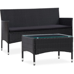 Set Divani da Giardino 2 pz con Cuscino in Polyrattan Nero - Nero - Vidaxl en oferta