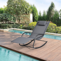 Set di 2 Lettini Prendisole a Dondolo con Cuscino Poggiatesta Rimovibile, 2 Sedie a Sdraio Oscillante per Giardino/Balcone Gambe e Braccioli características