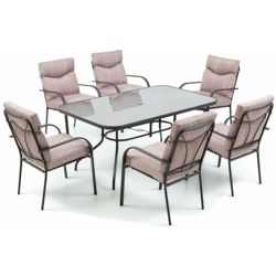 Set Madagascar Dining Tavolo+6 Sedie Beige Salmar en oferta