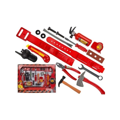 Set Pompiere In Plastica 17Pz Accessori Pompieri Gioco Travestimento Festa