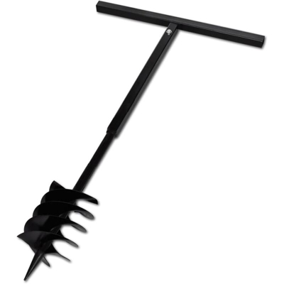 vidaXL Trapano da Terra in Acciaio con Manico 180 mm Due Spirali Nero