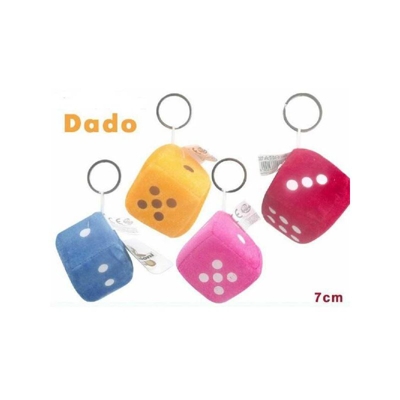 Tradeshop - SET 12 PEZZI DADO PELUCHES COLORATO 7 CENTIMETRI PORTACHIAVI PORTA CHIAVE
