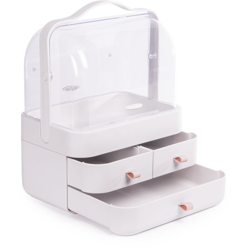 Organizzatore di trucco cosmetico | 3 cassetti | Soluzione di archiviazione per bagni e vanità | ABS trasparente | Per trucco, creme e profumi | Pukkr precio
