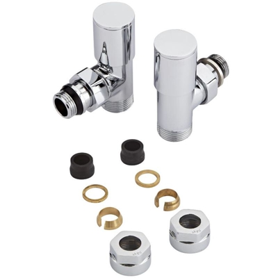 Hudson Reed Coppia di Valvole Per Termosifoni e Scaldasalviette - Raccordo Maschio 3/4' - Adattatori Ø15mm Rame - Controllo Manuale - Accessori