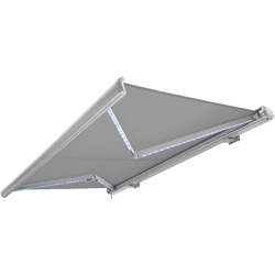 Tenda a cassonetto tenda da sole elettrica a cassonetto completa con Led, tenda da sole grigio chiaro, cassonetto bianco, radiocomando, impermeabile características