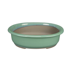 Vaso per bonsai Giapponese Morrisan ovale in gres smaltato verde 18x15x6 cm - B21-23b precio